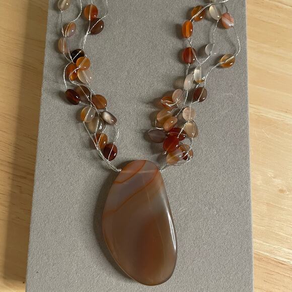Polished Stone Station Pendant Necklace - Picture 2 of 3